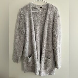 Free People Open Front Fuzzy Cardigan size Small Gray Like New